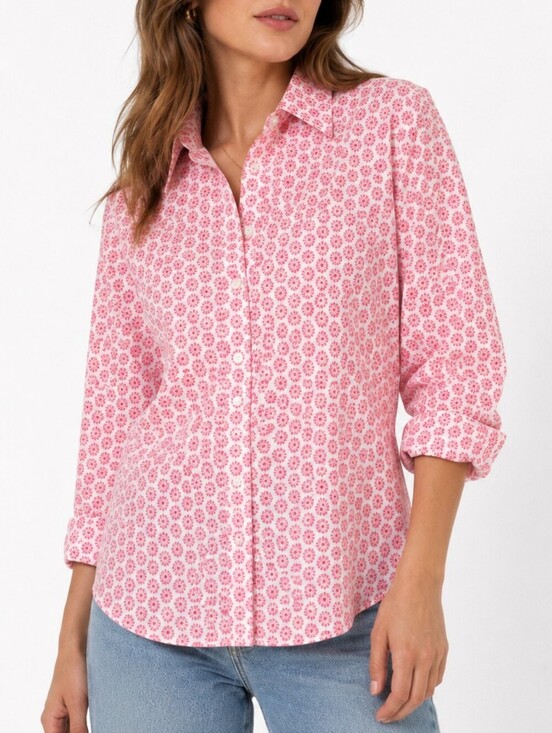 Charter Club Tops - Vintage Charter Club Pink Floral Button Down Shirt Women 14W 100% Cotton